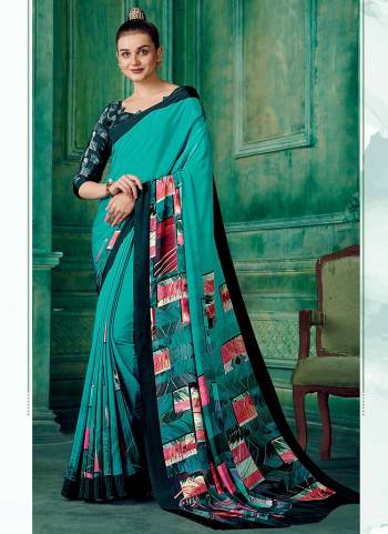 Grab These Fine Colored Saree Pair With Blouse.These Saree And Blouse Are Fabricated On Crepe.Its Beautified With Fancy Designer Printed Work.