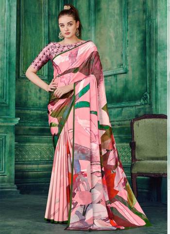 Grab These Fine Colored Saree Pair With Blouse.These Saree And Blouse Are Fabricated On Crepe.Its Beautified With Fancy Designer Printed Work.