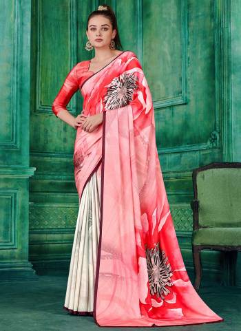 Grab These Fine Colored Saree Pair With Blouse.These Saree And Blouse Are Fabricated On Crepe.Its Beautified With Fancy Designer Printed Work.