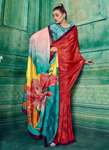 Grab These Fine Colored Saree Pair With Blouse.These Saree And Blouse Are Fabricated On Crepe.Its Beautified With Fancy Designer Printed Work.