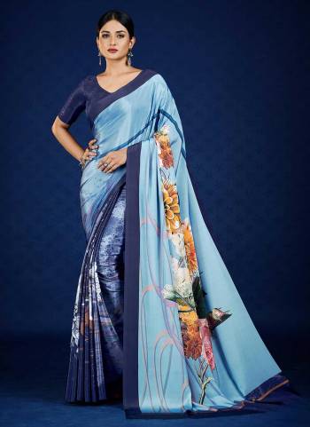 Grab These Fine Colored Saree Pair With Blouse.These Saree And Blouse Are Fabricated On Crepe.Its Beautified With Fancy Designer Printed Work.