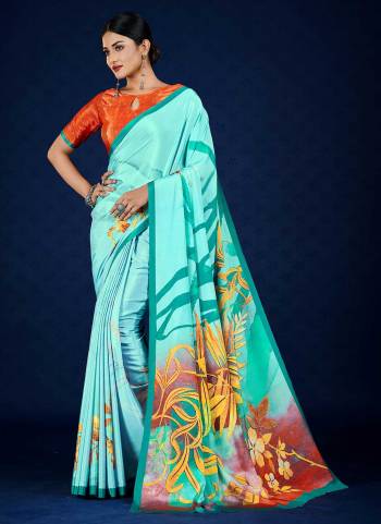 Grab These Fine Colored Saree Pair With Blouse.These Saree And Blouse Are Fabricated On Crepe.Its Beautified With Fancy Designer Printed Work.