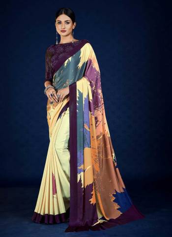 Grab These Fine Colored Saree Pair With Blouse.These Saree And Blouse Are Fabricated On Crepe.Its Beautified With Fancy Designer Printed Work.