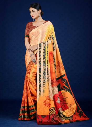 Grab These Fine Colored Saree Pair With Blouse.These Saree And Blouse Are Fabricated On Crepe.Its Beautified With Fancy Designer Printed Work.