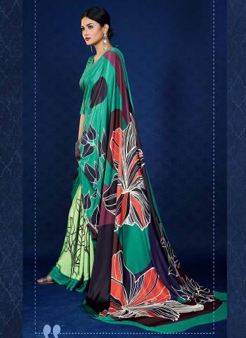 Grab These Fine Colored Saree Pair With Blouse.These Saree And Blouse Are Fabricated On Crepe.Its Beautified With Fancy Designer Printed Work.