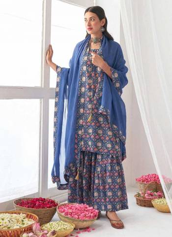 Grab These Readymade Sharara Suit in Fine Colored.These Top And Bottom Are Fabricated On Muslin Pair With Nazmeen Dupatta.Its Beautified With Designer Floral Printed Work.