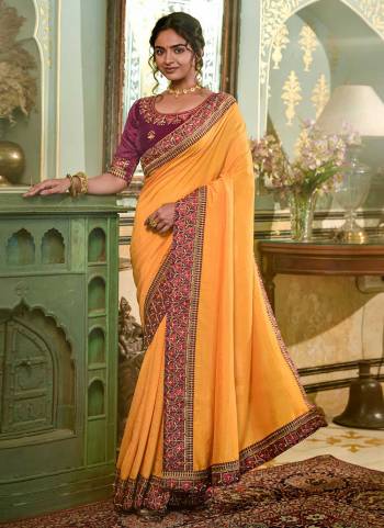 For A Beautiful Look,Grab These Saree in Fine Colored Pair With Blouse.These Saree is Fabricated On Vichitra Silk Pair With Mono Banglori Blouse.Its Beautified With Designer Embroidery Work Lace & Blouse.