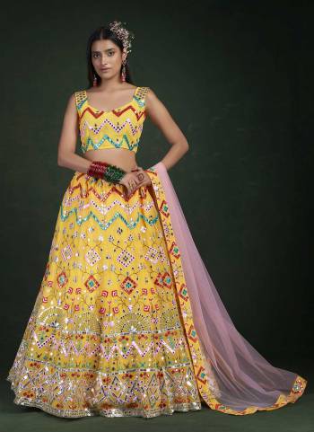 For A Designer Look,Grab These Lehenga Choli in Fine Colored.These Lehenga And Blouse Are Fabricated On Georgette Pair With Soft Net Dupatta.Its Beautified With Jari,Thread Embroidery Work.