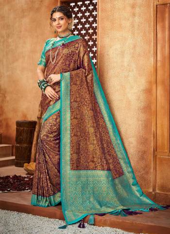 Grab These Beautiful Looking Saree in Fine Colored.These Saree And Blouse Are Fabricated On Brocade.Its Beautified With 2D Designer Weaving With Heavy Stone Work.