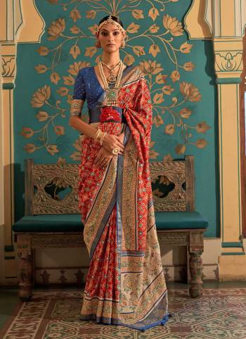 Grab These Festive Wear Saree in Fine Colored.These Saree is Fabricated On Patola Silk Pair With Silk Blouse.Its Beautified With Wevon Designer,Printed,Swarovski Embroidery Work.