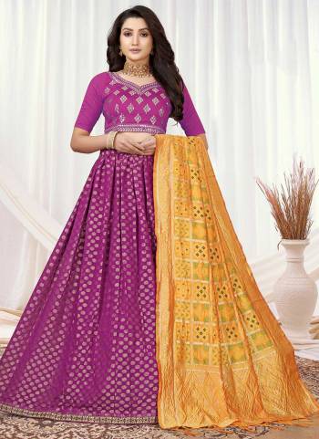 Grab These Lehenga Choli in Fine Colored.These Lehenga Are Silk And Blouse Are Viscose Silk Fabricated Pair With Banarasi Silk Dupatta.Its Beautified With Wevon Designer With Embroidery Work.