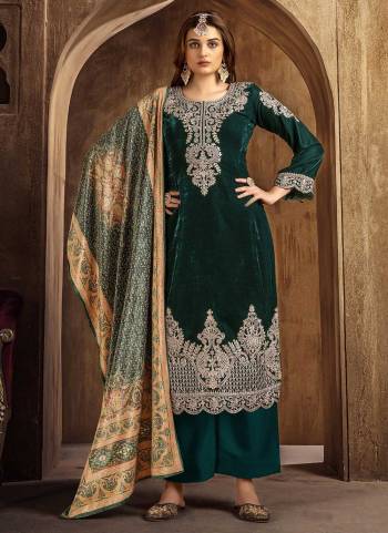 Attrective Looking These Summer Special Suit in Fine Colored Pair With Bottom And Dupatta.These Top And Dupatta Are Fabricated On Velvet Pair With Pashmina Bottom.Its Beautified With Heavy Designer Embroidery Work With Digital Printed Dupatta.