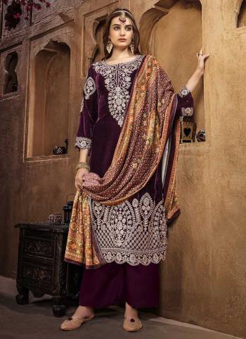 Attrective Looking These Summer Special Suit in Fine Colored Pair With Bottom And Dupatta.These Top And Dupatta Are Fabricated On Velvet Pair With Pashmina Bottom.Its Beautified With Heavy Designer Embroidery Work With Digital Printed Dupatta.