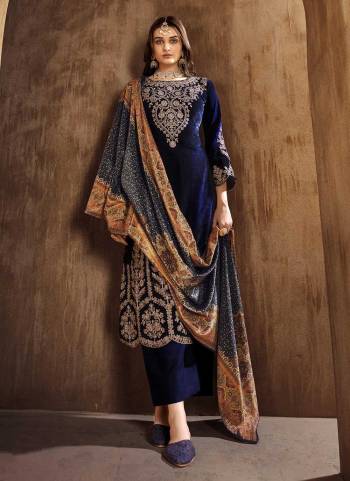 Attrective Looking These Summer Special Suit in Fine Colored Pair With Bottom And Dupatta.These Top And Dupatta Are Fabricated On Velvet Pair With Pashmina Bottom.Its Beautified With Heavy Designer Embroidery Work With Digital Printed Dupatta.