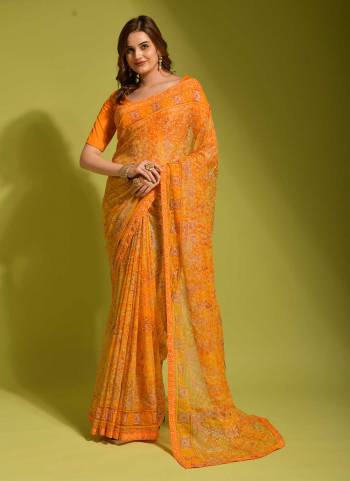 Attrective Look These Saree in Fine Colored.These Saree Are Georgette And Blouse is Banglori Fabricated.Its Beautified With Designer Printed.