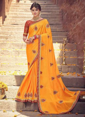 Grab These Party Wear Saree in Fine Colored.These Saree Are Chinon And Blouse is Fabricated On Brocade.Its Beautified With Designer Embroidery Work With Brocade Blouse.