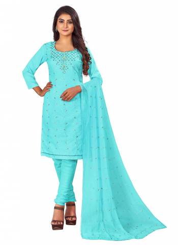 Grab These Suit in Fine Colored Pair With Bottom And Dupatta.These Top Are Cotton Slub And Dupatta Are Fabricated On Nazneen Pair With Cotton Bottom.Its Beautified With Designer Sequance Embroidery Work.