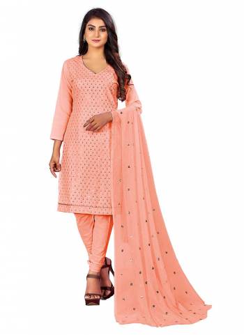 Grab These Suit in Fine Colored Pair With Bottom And Dupatta.These Top Are Cotton Slub And Dupatta Are Fabricated On Nazneen Pair With Cotton Bottom.Its Beautified With Designer Sequance Embroidery Work.