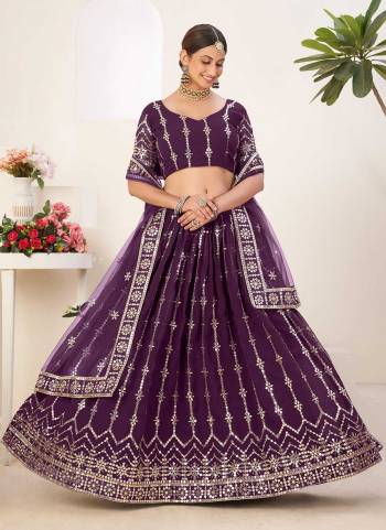 For A Designer Look,Grab These Lehenga Choli in Fine Colored.These Lehenga And Blouse Are Fabricated On Faux Georgette Pair With Net Dupatta.Its Beautified With Sequance Embroidery Work.