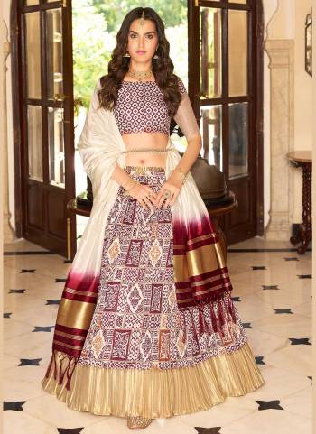 For A Designer Look,Grab These Lehenga Choli in Fine Colored.These Lehenga And Blouse Are Fabricated On Satin Silk Pair With Soft Silk Dupatta.Its Beautified With Digital Printed,Crush And Wevin Lagdi Patta Designer.