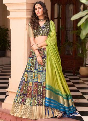 For A Designer Look,Grab These Lehenga Choli in Fine Colored.These Lehenga And Blouse Are Fabricated On Satin Silk Pair With Soft Silk Dupatta.Its Beautified With Digital Printed,Crush And Wevin Lagdi Patta Designer.