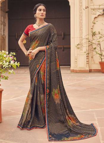 Grab These Party Wear Saree in Fine Colored.These Saree Are Chinon And Blouse is Fabricated On Banarasi.Its Beautified With Designer Braso Printed,Embroidery Work Lace.