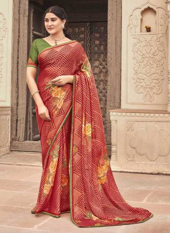 Grab These Party Wear Saree in Fine Colored.These Saree Are Chinon And Blouse is Fabricated On Banarasi.Its Beautified With Designer Braso Printed,Embroidery Work Lace.