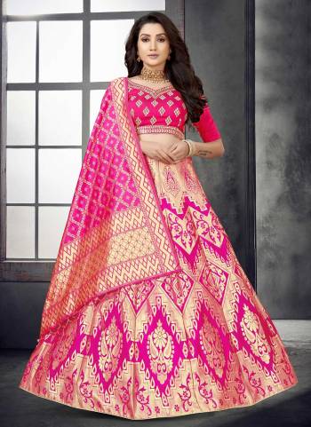 For A Designer Look,Grab These Lehenga Choli in Fine Colored.These Lehenga And Dupatta Are Fabricated On Banarasi Silk Pair With Modal Chanderi Blouse.Its Beautified With Wevon Designer,Mirror Embroidery Work.