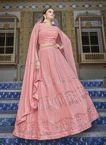 A Designer Look,Grab These Lehenga Choli in Fine Colored.These Lehenga And Blouse Are Fabricated On Georgette Pair With Georgette Dupatta.Its Beautified With Thread,Sequance Embroidery Work.