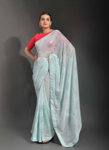 Attrective Look These Saree in Fine Colored.These Saree Are Georgette And Blouse is Art Silk Fabricated.Its Beautified With Designer Sequance Embroidery Work.