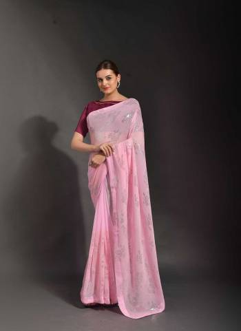 Attrective Look These Saree in Fine Colored.These Saree Are Georgette And Blouse is Art Silk Fabricated.Its Beautified With Designer Sequance Embroidery Work.