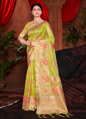 Grab These Festive Wear Saree in Fine Light Colored.These Saree And Blouse is Fabricated On Silk.Its Beautified With Weavon Designer Work.