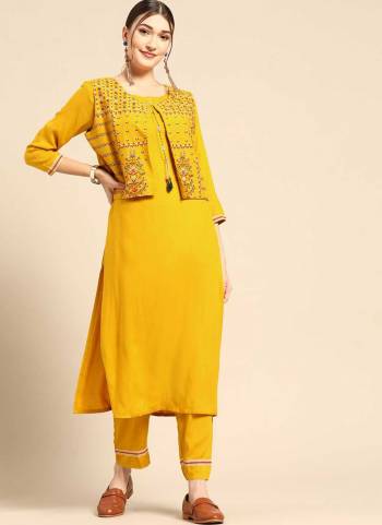 This Trendy yet Attractive Poduct Look Stylish Effortlessly. Made To Accentuate Any Body Type. This Fine Color Rayon Kurta, Trouser & Jacket Enhance with Floral Foil & Pigment Printed.