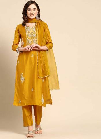 This Trendy yet Attractive Poduct Look Stylish Effortlessly. Made To Accentuate Any Body Type. This Fine Color Muslin Kurta, Trouser And Organza Fabricted Dupatta Enhance with Embroidery,Stone Work.