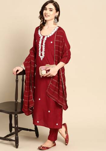 This Trendy yet Attractive Poduct Look Stylish Effortlessly. Made To Accentuate Any Body Type. This Fine Color Muslin Kurta, Trouser And Organza Fabricted Dupatta Enhance with Embroidery,Stone Work.