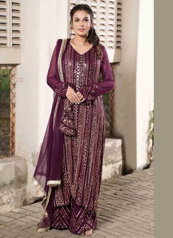 Attrective These Plazzo Suit in Fine Colored Pair With Bottom And Dupatta.These Top Are Faux Georgette And Dupatta Are Fabricated On Nazneen Pair With Santoon Bottom.Its Beautified With Santoon Inner.Its Beautified With Heavy Designer Sequance Embroidery Work.