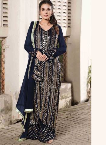 Attrective These Plazzo Suit in Fine Colored Pair With Bottom And Dupatta.These Top Are Faux Georgette And Dupatta Are Fabricated On Nazneen Pair With Santoon Bottom.Its Beautified With Santoon Inner.Its Beautified With Heavy Designer Sequance Embroidery Work.