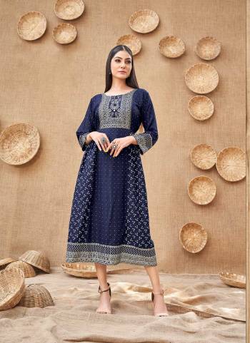 Grab These Beautiful Looking Readymade Long Kurti.These Kurti is Fabricated On Rayon.Its Beautified With Designer Foil Printed.