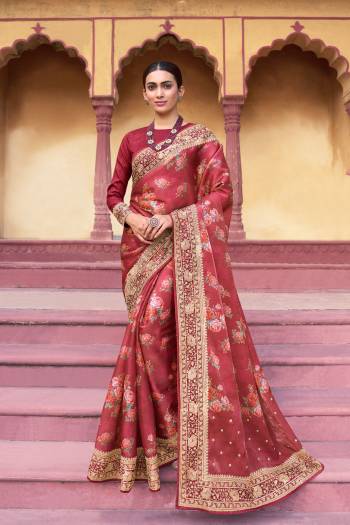 Attrective Looking These Saree in Fine Colored pair With Blouse.These Saree is Fabricated On Rose Silk Pair With Phantom Silk Blouse.Its Beautified With Digital Printed,Resham Embroidery Work.