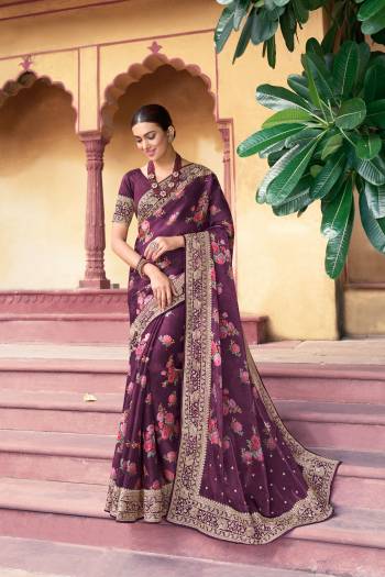 Attrective Looking These Saree in Fine Colored pair With Blouse.These Saree is Fabricated On Rose Silk Pair With Phantom Silk Blouse.Its Beautified With Digital Printed,Resham Embroidery Work.