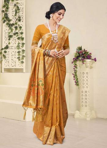 Grab These Festive Wear Saree in Fine Colored.These Saree And Blouse is Fabricated On Cotton.Its Beautified With Weavon Designer Work.