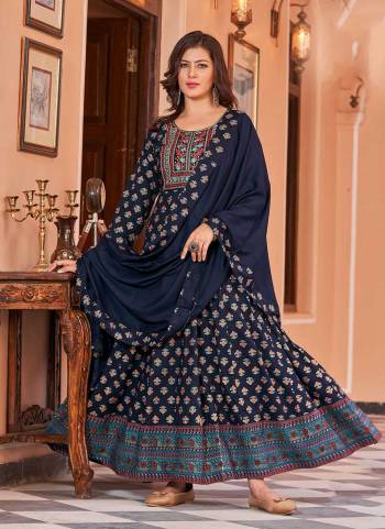 Grab These Beautiful Looking Readymade Long Kurti With Dupatta.These Gown is Fabricated On Rayon Kurti And Dupatta.Its Beautified With Designer Printed With Embroidery Work.