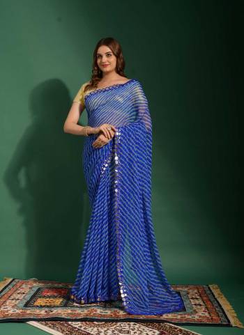 Attrective Look These Saree in Fine Colored.These Saree Are Chiffon And Blouse is Jari Brocade Fabricated.Its Beautified With Leriya Printed,Mirror Embroidery Work Border.