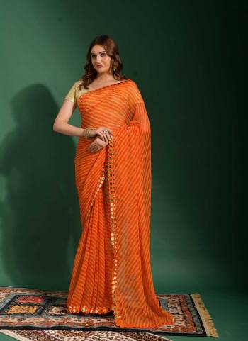 Attrective Look These Saree in Fine Colored.These Saree Are Chiffon And Blouse is Jari Brocade Fabricated.Its Beautified With Leriya Printed,Mirror Embroidery Work Border.