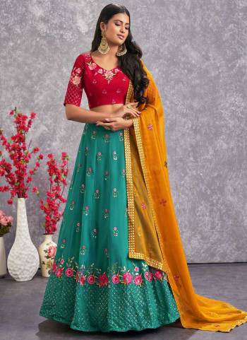 A Designer Look,Grab These Lehenga Choli in Fine Colored.These Lehenga And Blouse Are Fabricated On Georgette Pair With Net Dupatta.Its Beautified With Thread,Sequance Embroidery Work.