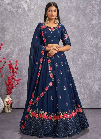 A Designer Look,Grab These Lehenga Choli in Fine Colored.These Lehenga And Blouse Are Fabricated On Georgette Pair With Georgette Dupatta.Its Beautified With Thread,Sequance Embroidery Work.