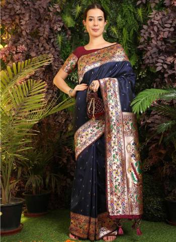 Looking These Festive Wear Saree in Fine Colored.These Saree And Blouse is Fabricated On Banarasi Soft Silk.Its Beautified With Weavon Jari And Meena Paithani Designer.