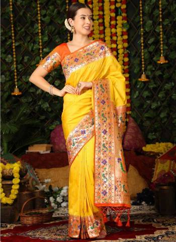 Looking These Festive Wear Saree in Fine Colored.These Saree And Blouse is Fabricated On Banarasi Soft Silk.Its Beautified With Weavon Jari And Meena Paithani Designer.