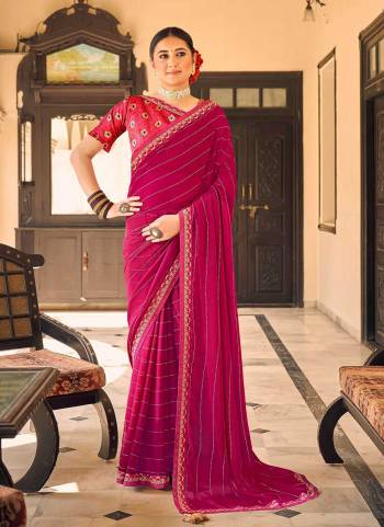 Grab These Party Wear Saree in Fine Colored.These Saree Are Chiffon And Blouse is Fabricated On Jacquard Silk.Its Beautified With Swarovski ,Embroidery Work.