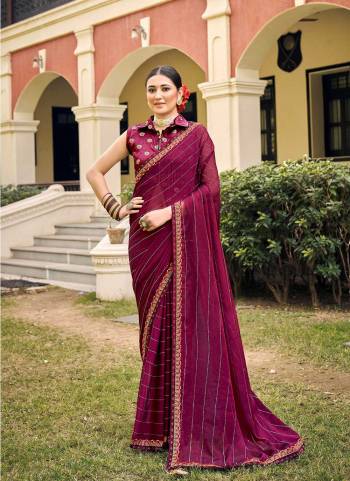 Grab These Party Wear Saree in Fine Colored.These Saree Are Chiffon And Blouse is Fabricated On Jacquard Silk.Its Beautified With Swarovski ,Embroidery Work.